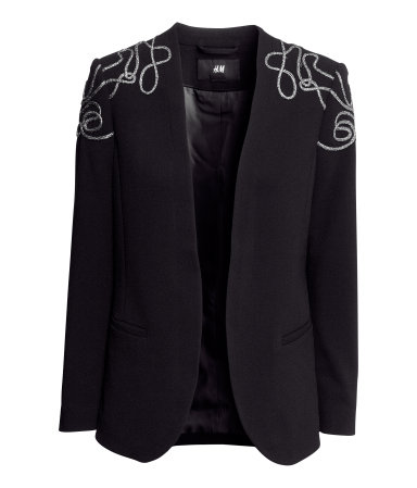 H&M - Blazer preto bordado(cod567244)